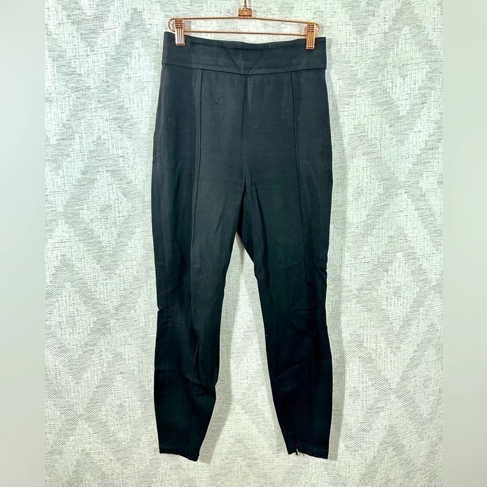 and other stories high waisted black cigarette pants with ankle zippers size 4